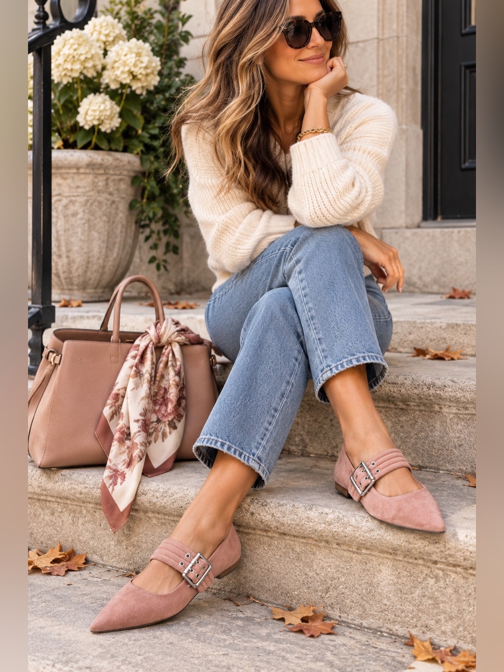 Steve Madden Suede Mary Jane Ballet Flats Blush Pink Pointed Toe Shoes 7.5